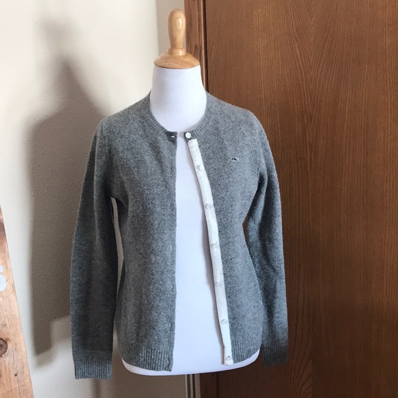 Vineyard Vines Grey Lambswool Cardigan Size XXS - Picture 1 of 5